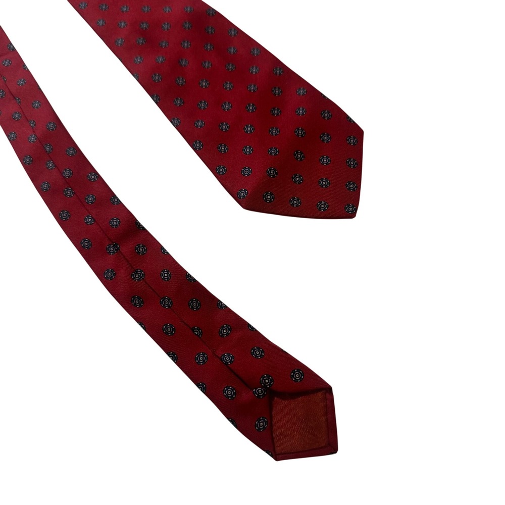 Mario Valentino Tie Mens OS Red Silk Medallion Geometric Made in Italy Business